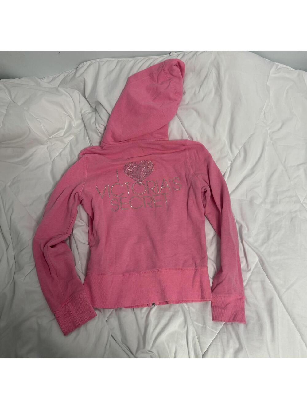y2k 2000s victoria secret angels pink zip up hoodie jacket